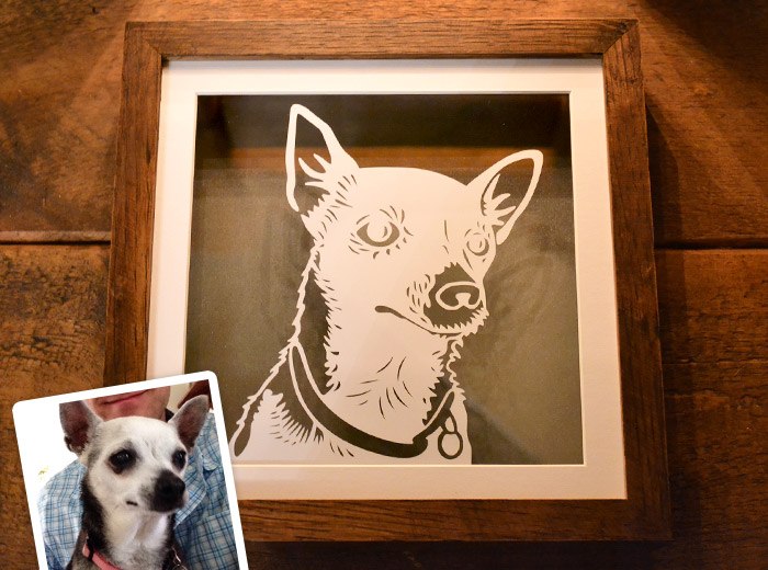 Chihuahua dog papercut portrait