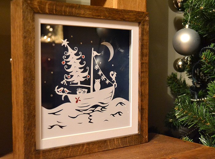 Framed Christmas tree art