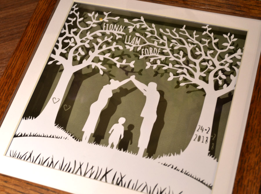 persnalised family paper cut