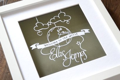 Baby boys name papercut