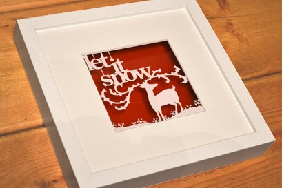 christmas bespoke paper cut framed artwork