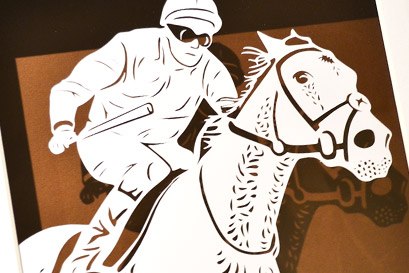 horse racing papercut portrait