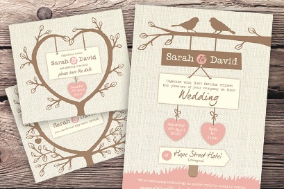 Burlap hessian style wedding invitations