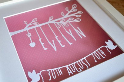 new born girl personalised papercut