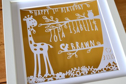 Personalised Nursery papercut