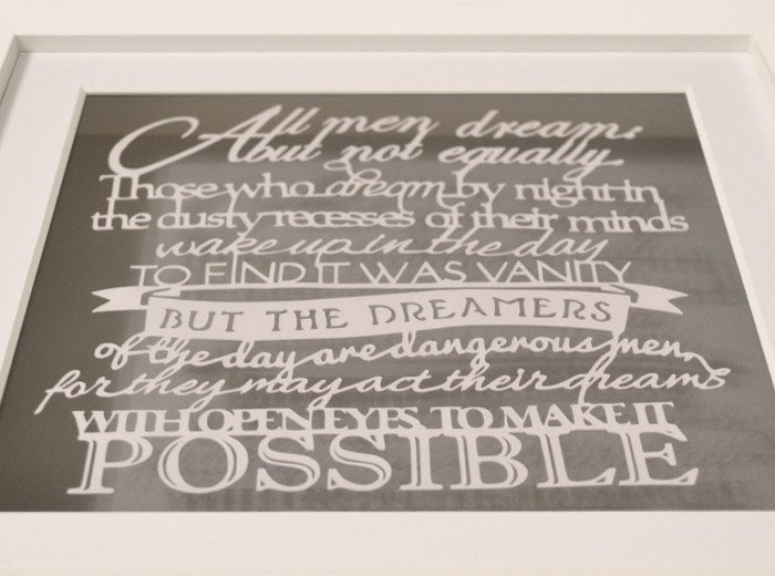 Typography papercut art