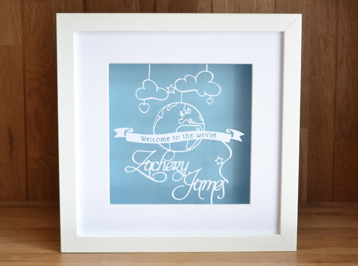 personalised baby boys name paper cut gift