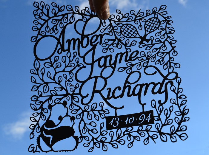 personalised birthday paper cutting