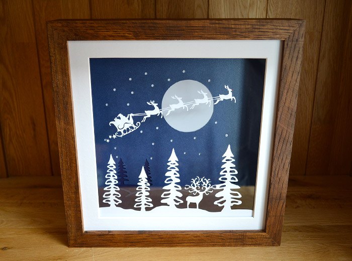 Christmas papercut scene
