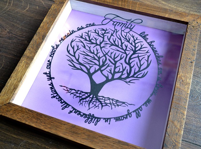 White or black family tree papercutting