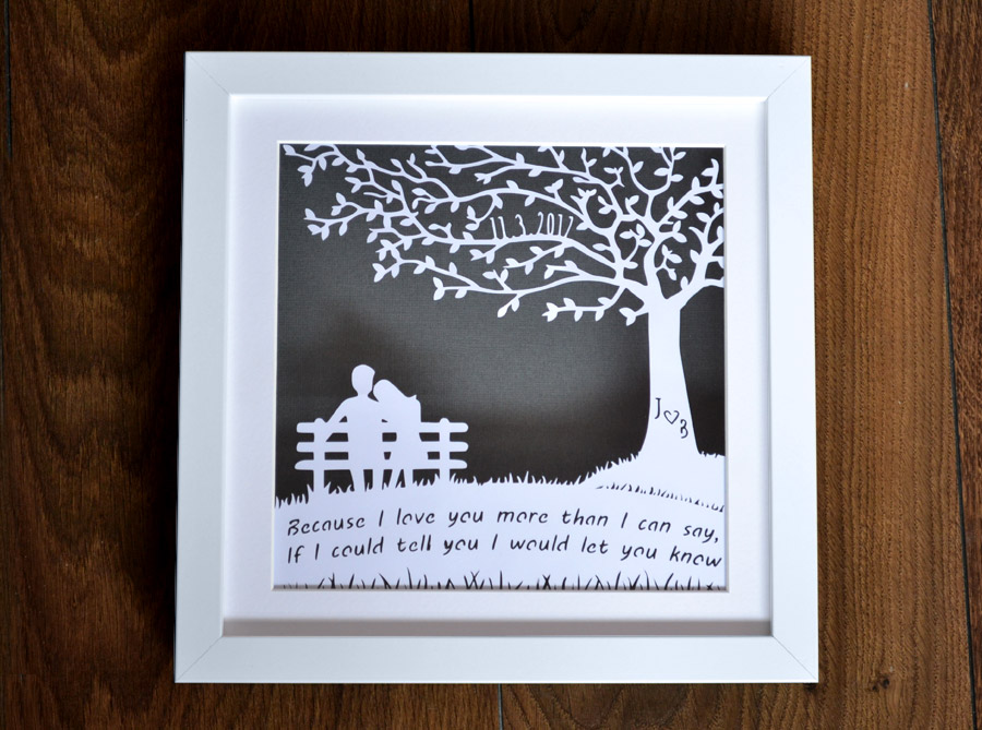 first anniversary personalised paper cut