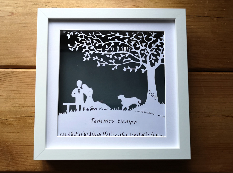 Couple on bench wedding gift