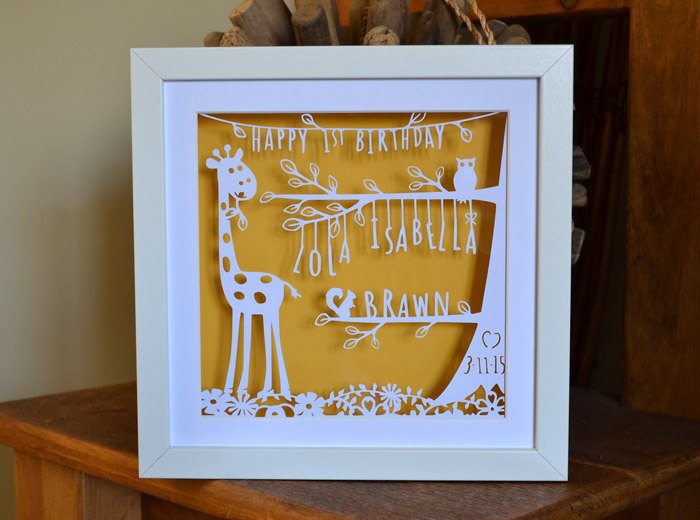 boy or girl baby name papercut