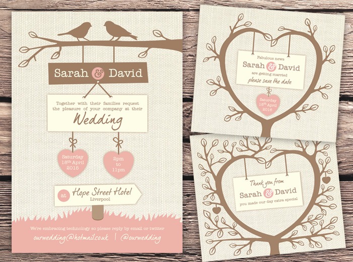 burlap style wedding stationery