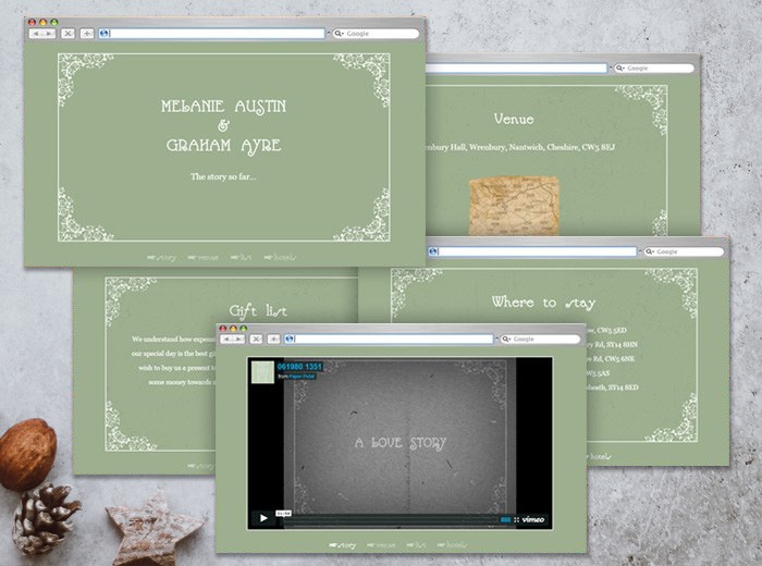 wedding website silent film style